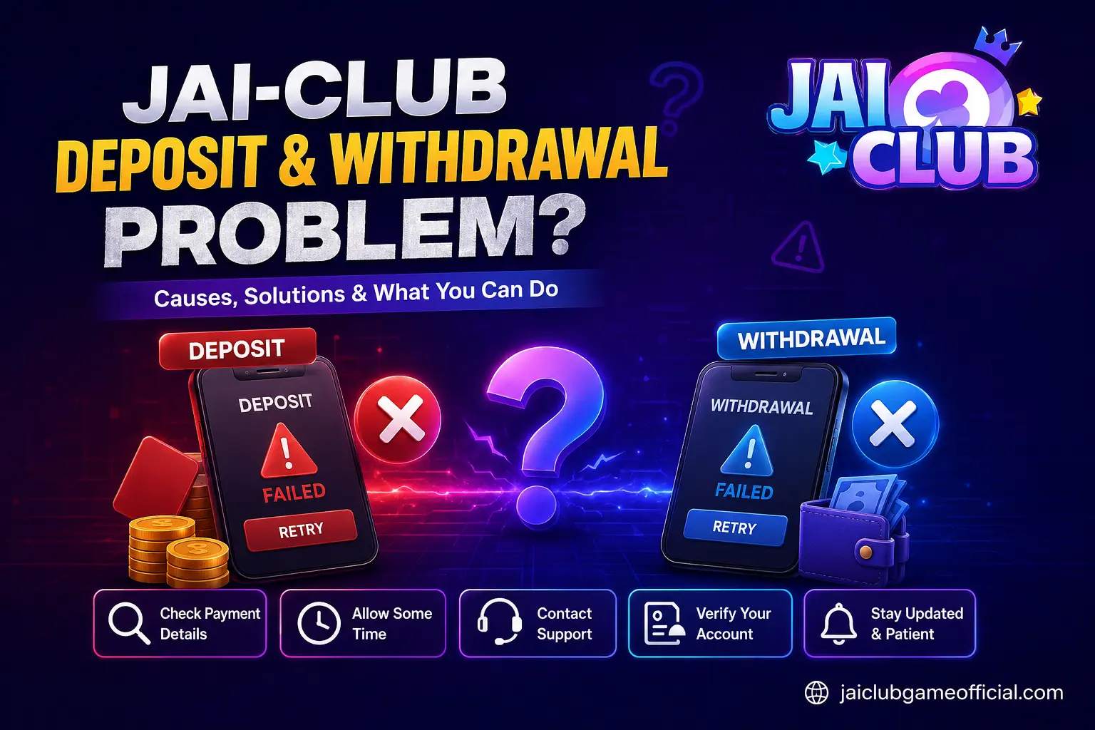 Jai Club deposit and withdrawal troubleshooting guide